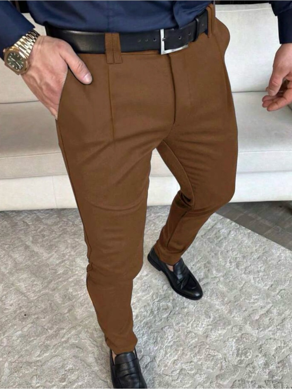 SHEIN Brown Slim Fit Men’s Dress Pants